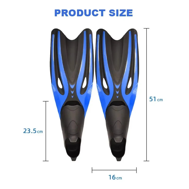 Professional Diving Fins – Flexible TPR Non-Slip Swim Flippers