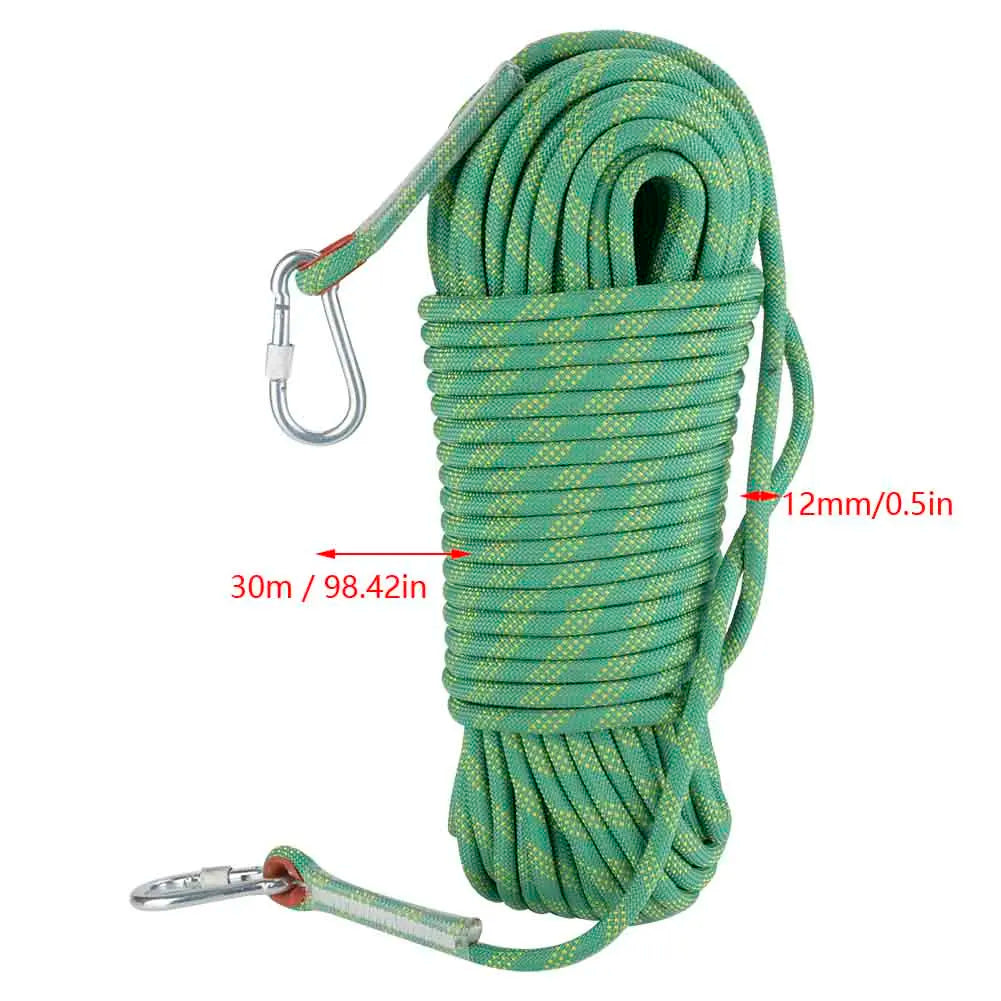 12mm 30m Outdoor Rock Climbing Rope – Heavy Duty Survival & Escape Cord