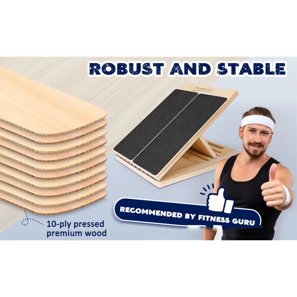Foldable Wooden Slant Stretch Board for Calf & Ankle Mobility Training
