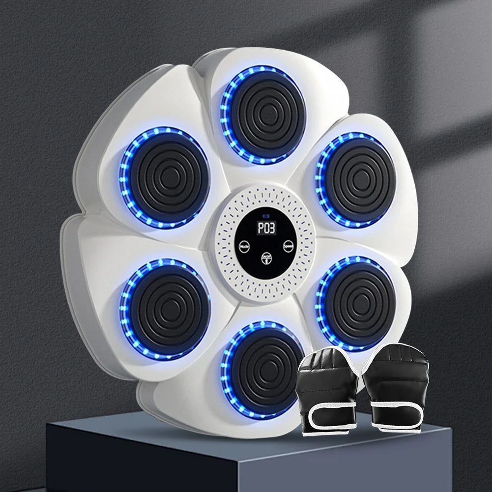 Smart Music Boxing Wall Target with LED Response Training for Home Fitness White