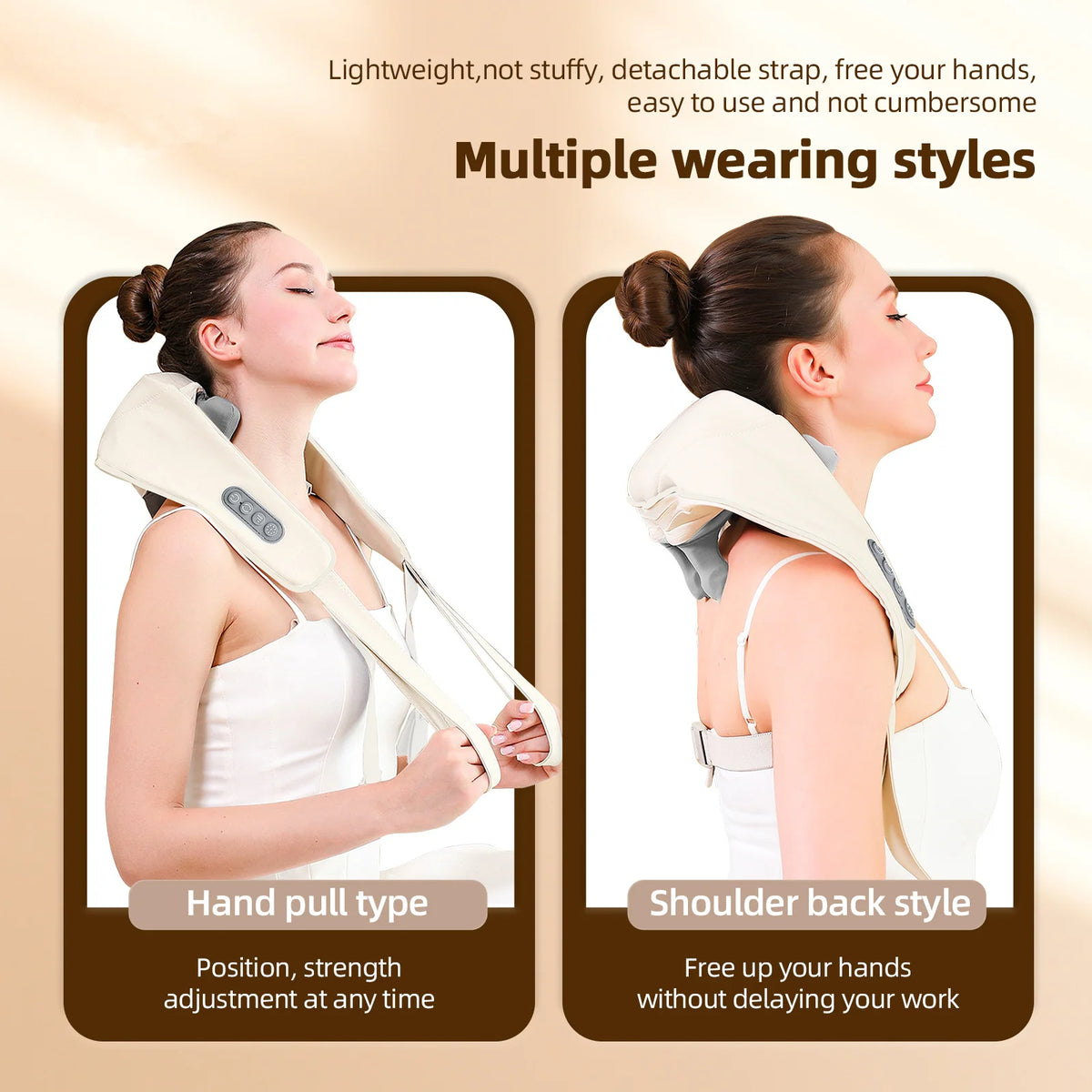 Wireless Neck & Shoulder Massager with Brushless Motor – Back Kneading Massage Shawl for Pain Relief