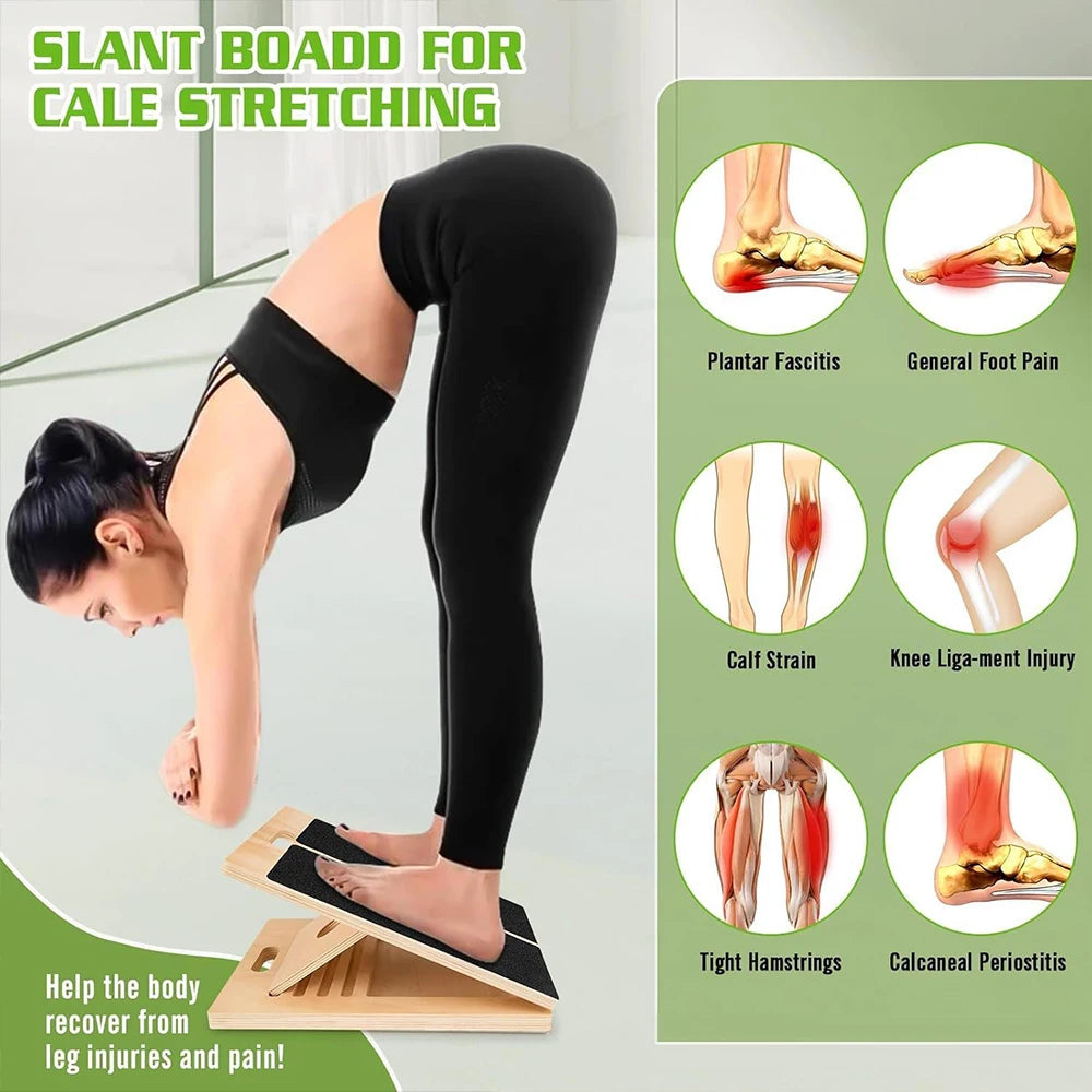 Foldable Wooden Slant Stretch Board for Calf & Ankle Mobility Training