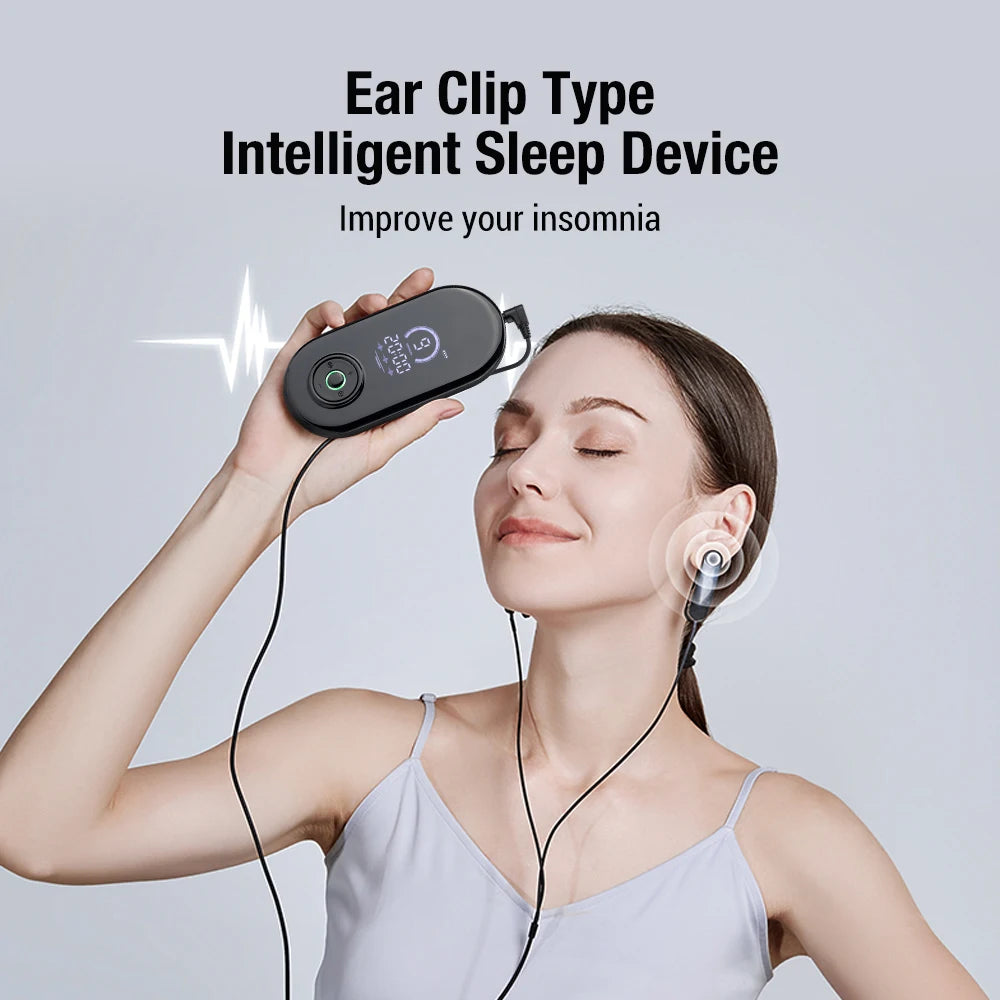 Rechargeable Ear Clip CES Sleep Aid Device for Insomnia and Anxiety Relief with 9 Intensity Levels