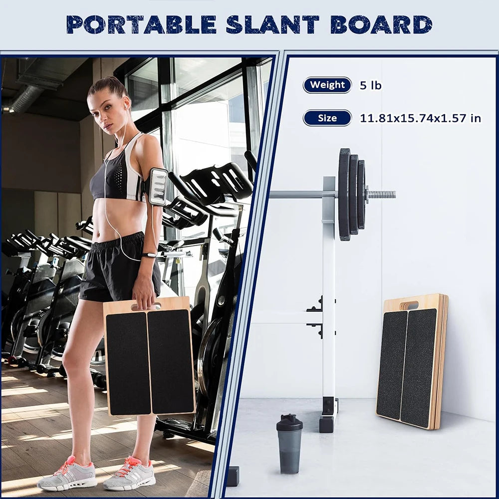 Foldable Wooden Slant Stretch Board for Calf & Ankle Mobility Training