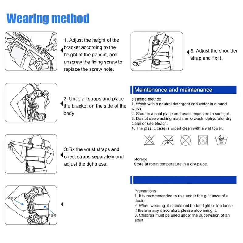 Adjustable Back Support Brace – Aluminium Alloy Posture Support Strap