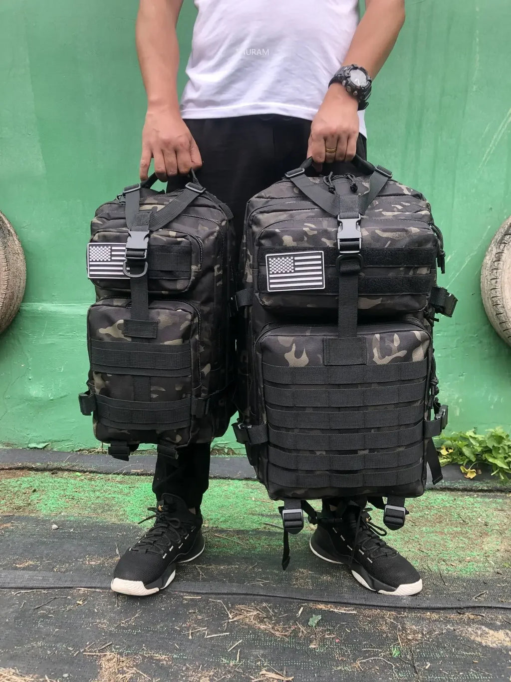 50L Camo Black Outdoor Backpack – Waterproof Hiking & Camping Rucksack