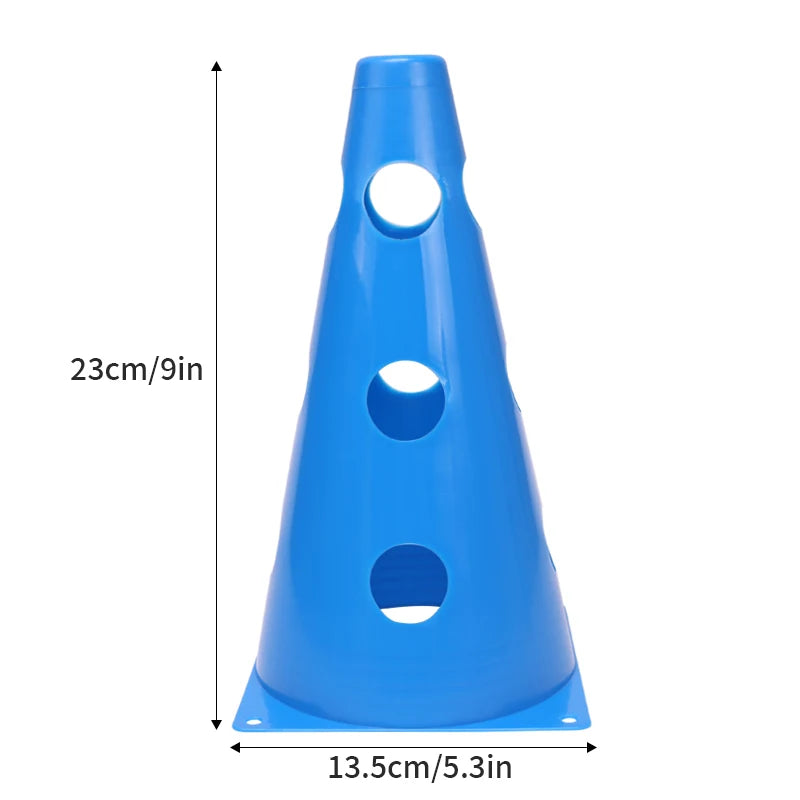 18PCS Football Agility Training Cones – Durable Sports Marker Cones with Holes