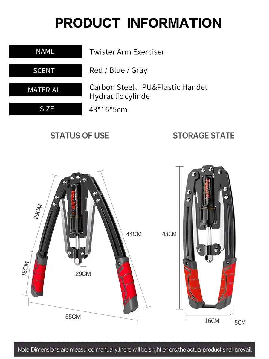 Adjustable Twister Arm Exerciser Hydraulic Strength Trainer for Chest, Shoulder & Arm Workouts