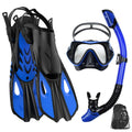 Snorkel Mask Fin Set for Adults – Panoramic View Mask, Adjustable Dive Fins & Dry Top Snorkel with Bag
