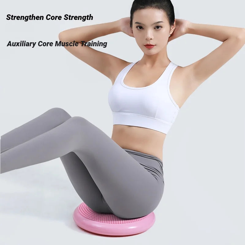 Grey Inflatable Balance Cushion – Thickened Anti-Slip Yoga & Workout Stability Pad