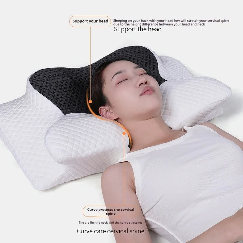 Memory Foam Cervical Pillow 2-in-1 Ergonomic Contour Neck Support Pillow for Side & Back Sleepers