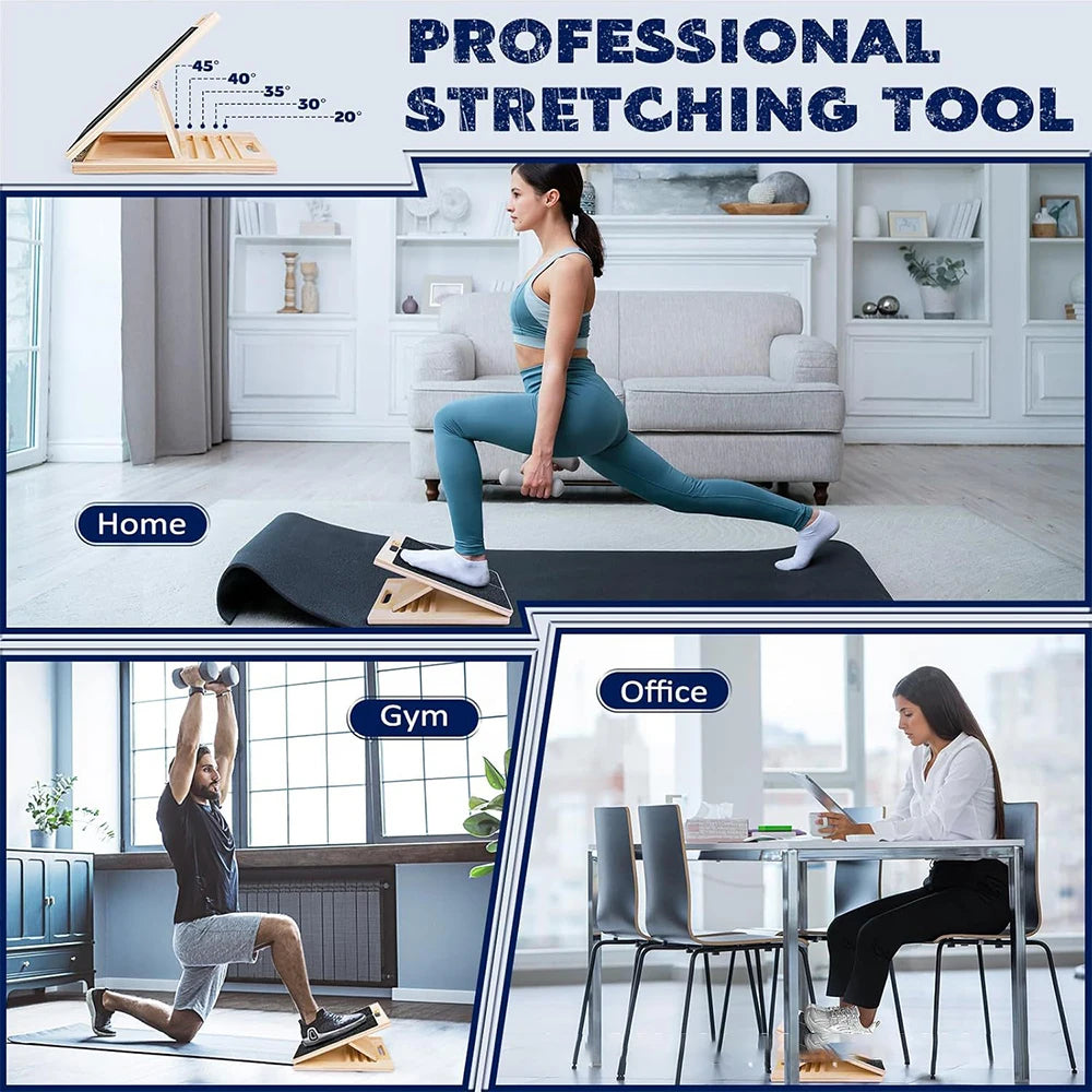 Foldable Wooden Slant Stretch Board for Calf & Ankle Mobility Training