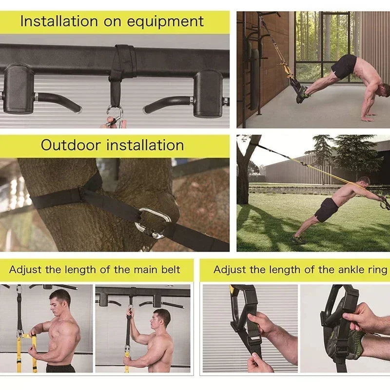 Adjustable Suspension Training Belt – Full Body Resistance Rope for Yoga & Fitness Workouts