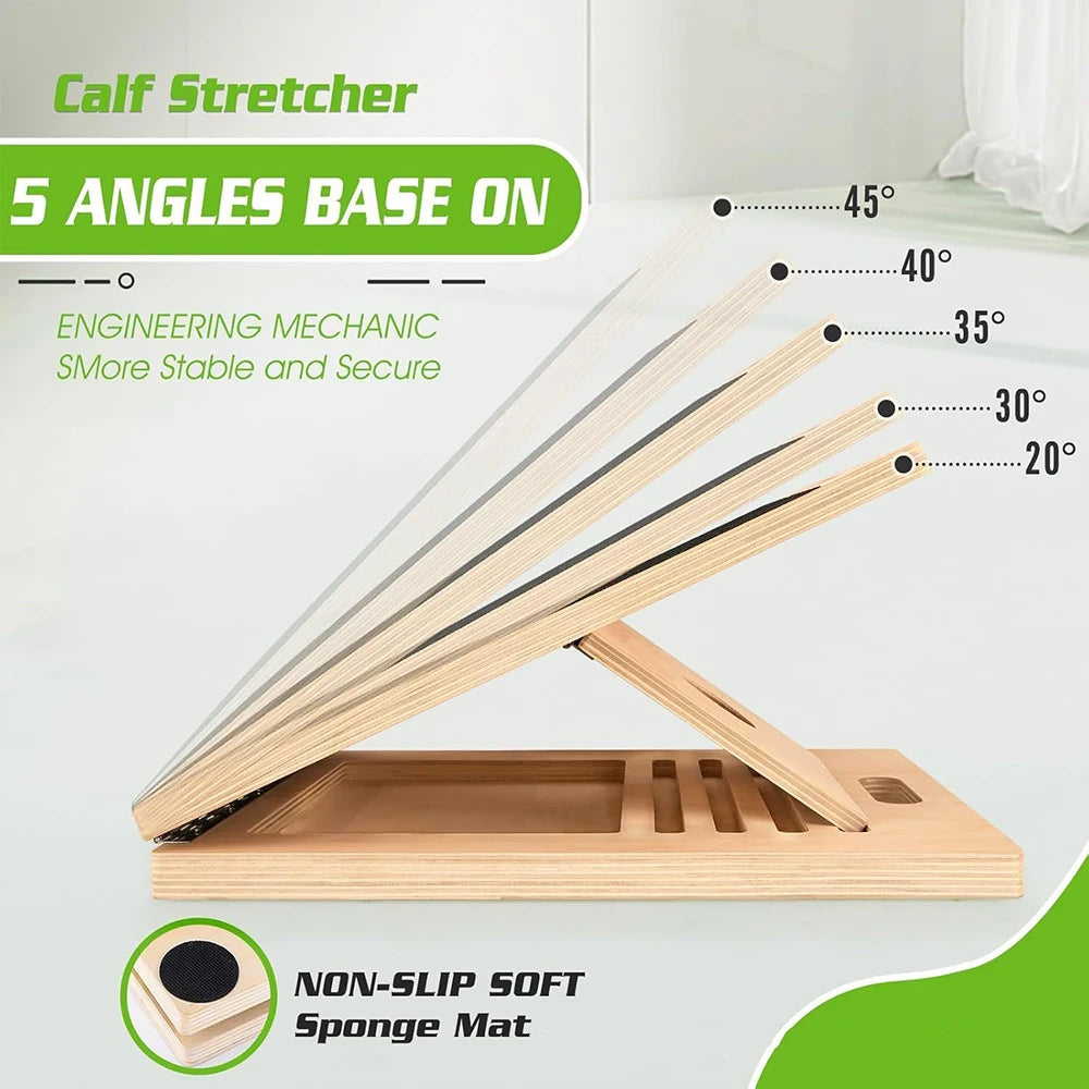 Foldable Wooden Slant Stretch Board for Calf & Ankle Mobility Training