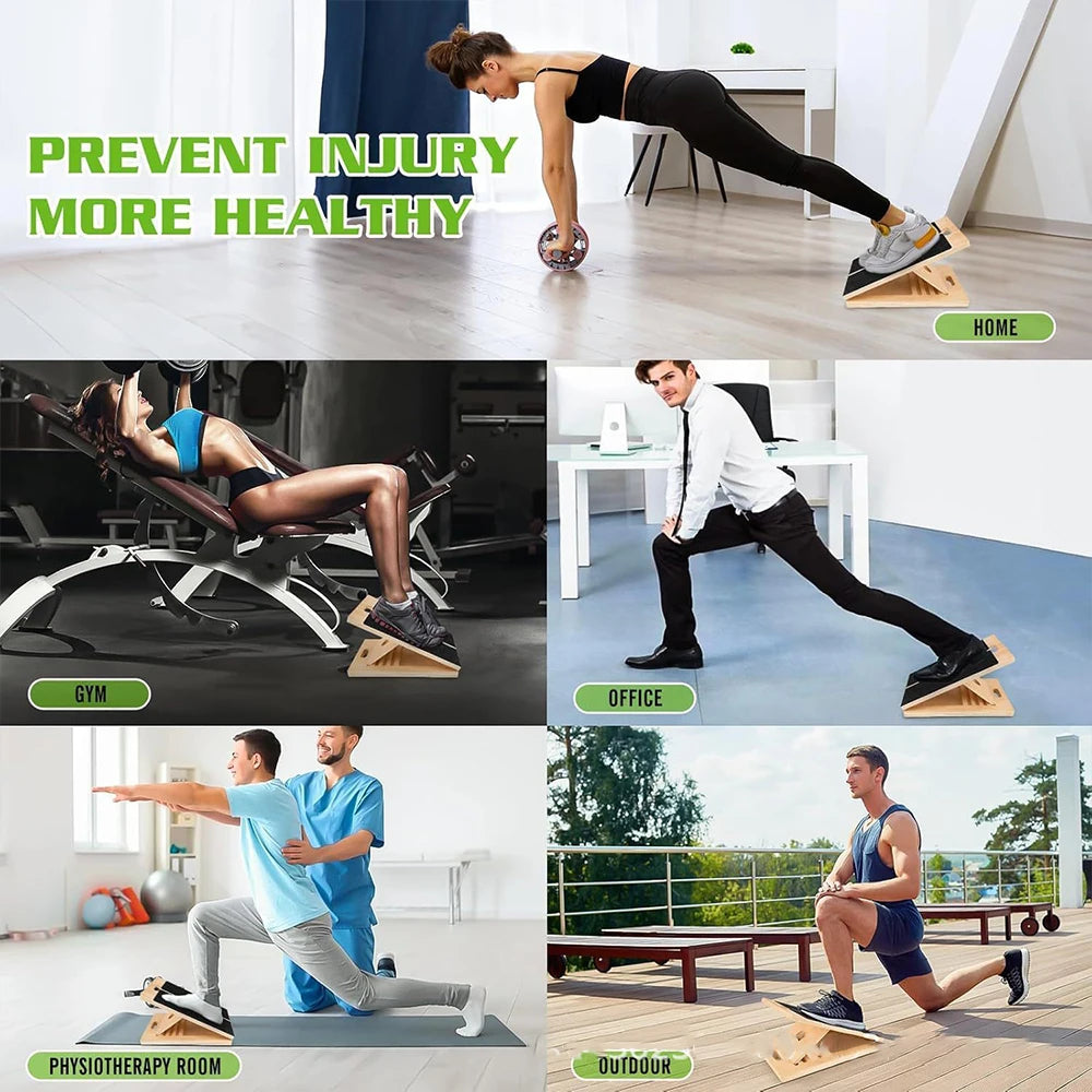 Foldable Wooden Slant Stretch Board for Calf & Ankle Mobility Training