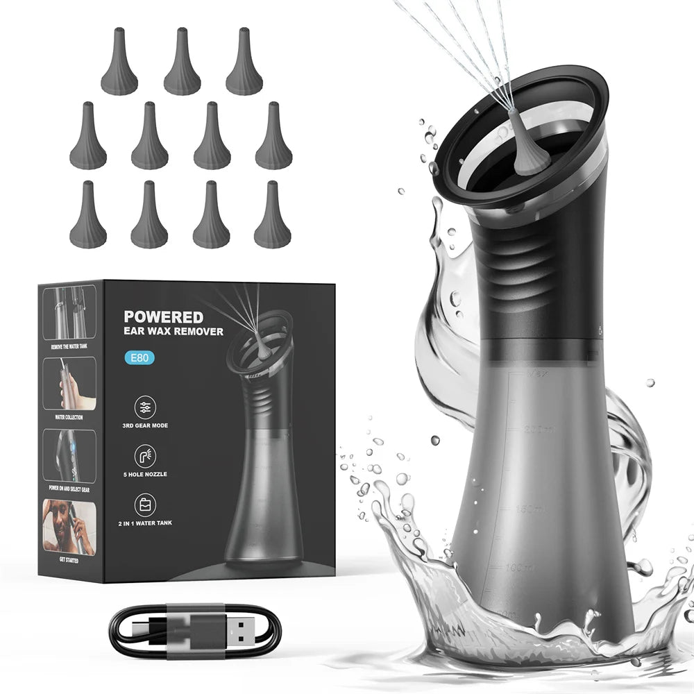 Electric Ear Cleaning System with Water Irrigation and 3 Pressure Settings