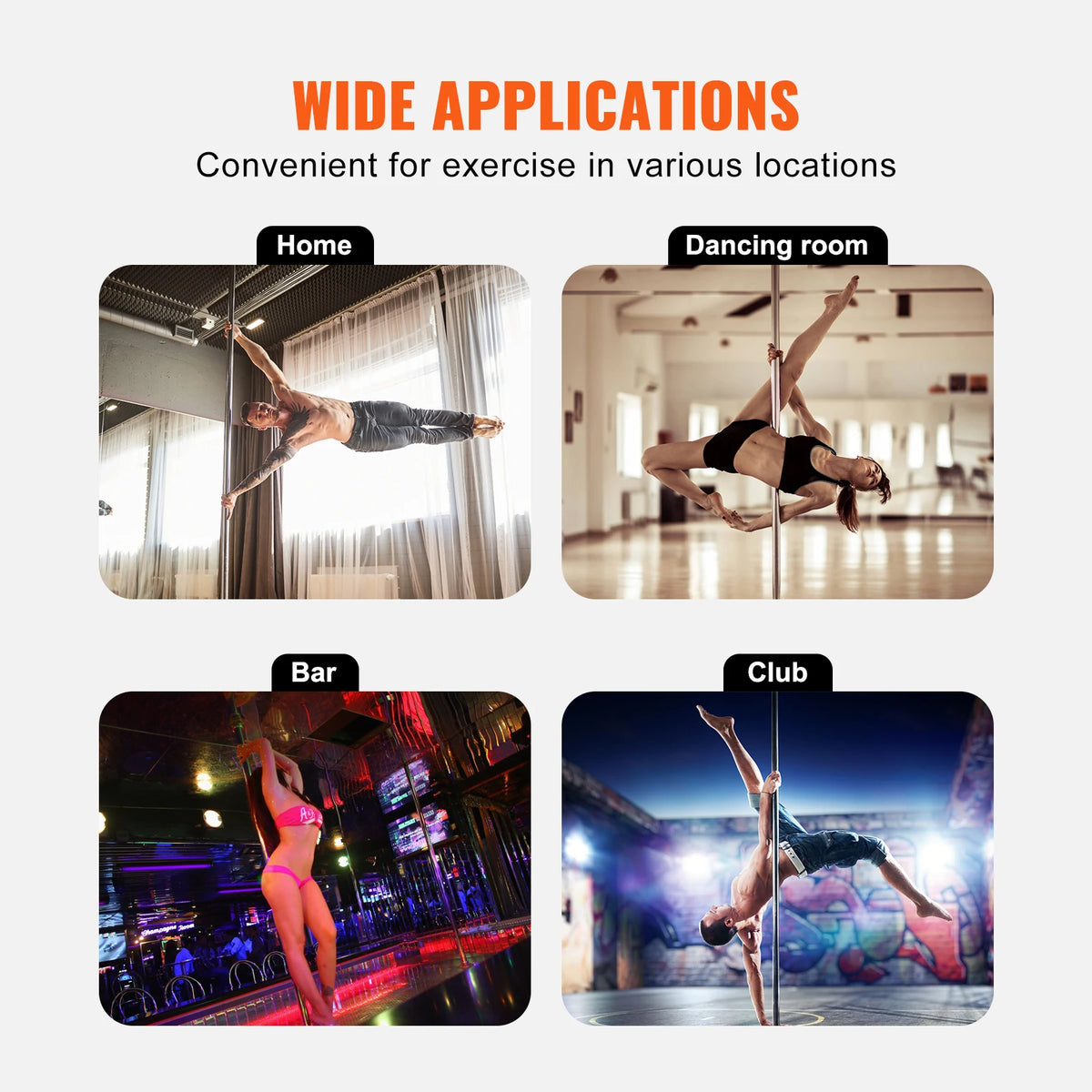 45mm Spinning and Static Dancing Pole Kit Portable Removable Stainless Steel Pole