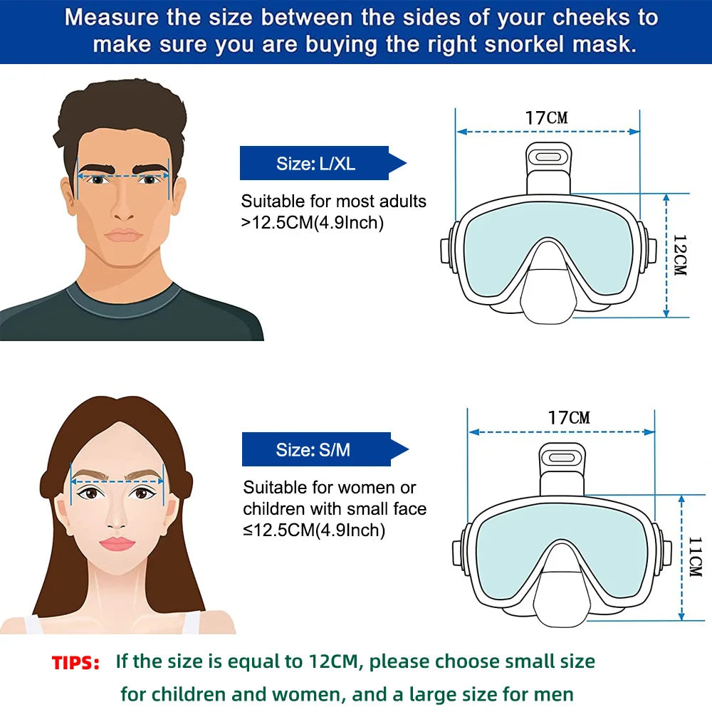 Half Face Snorkeling Mask Set - Anti-Fog Scuba Diving Swimming Mask for Adults
