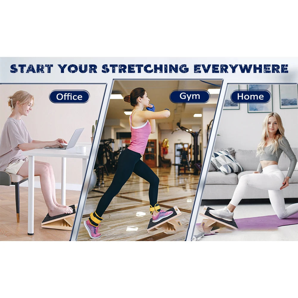 Foldable Wooden Slant Stretch Board for Calf & Ankle Mobility Training