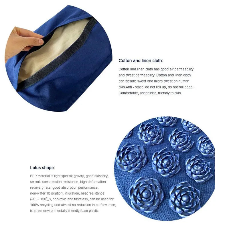 Acupressure Massage Mat and Pillow Set Natural Linen Coconut Fiber Relaxation Mat