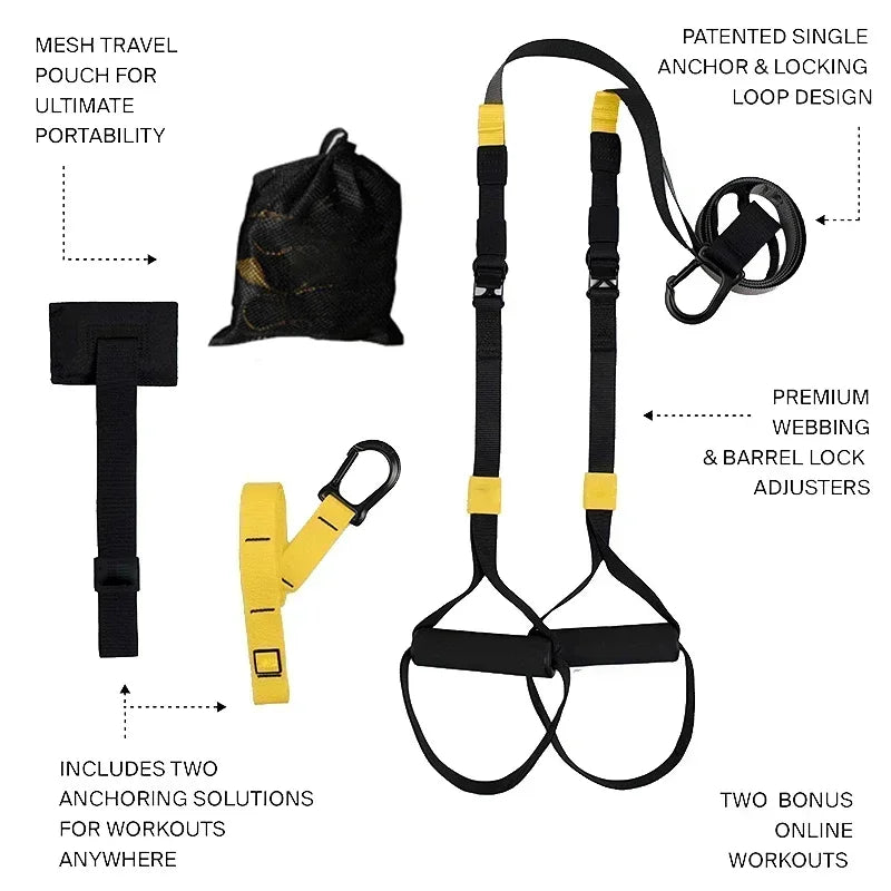 Adjustable Suspension Training Belt – Full Body Resistance Rope for Yoga & Fitness Workouts