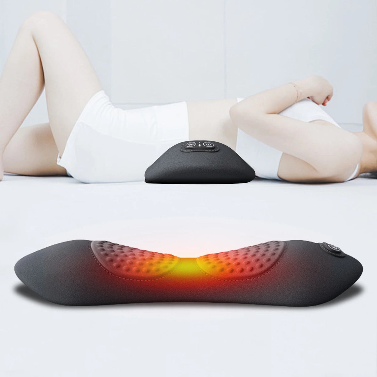 3-in-1 Electric Lumbar Support Pillow with Adjustable Height Back Massager