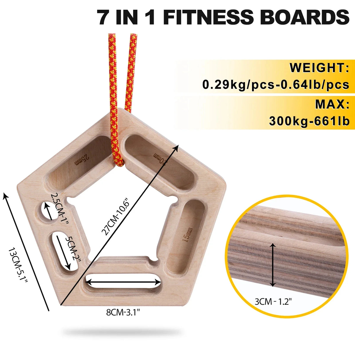 Finger Strengthen Climbing Board Pull-Ups Weight Hang Trainer Portable Tool Grip Forearm Strengthener Exercise