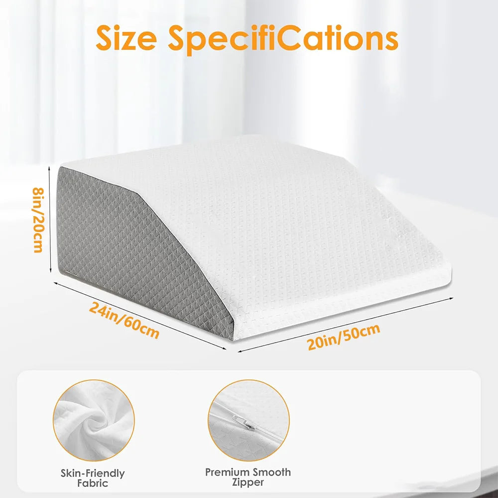 Memory Foam Leg Elevation Wedge Pillow for Sleeping & Recovery
