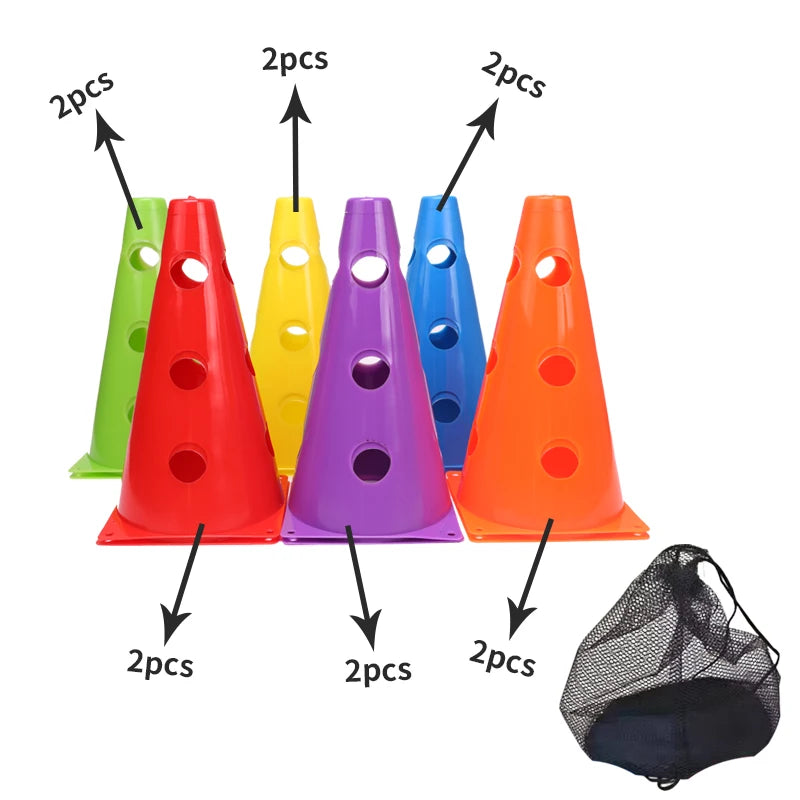 12-Pack Durable Agility Training Cones – Football & Sports Marker Cones for Speed, Coordination & Drills