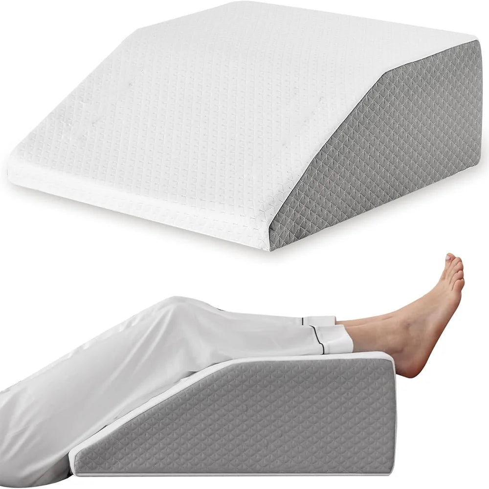 Memory Foam Leg Elevation Wedge Pillow for Sleeping & Recovery