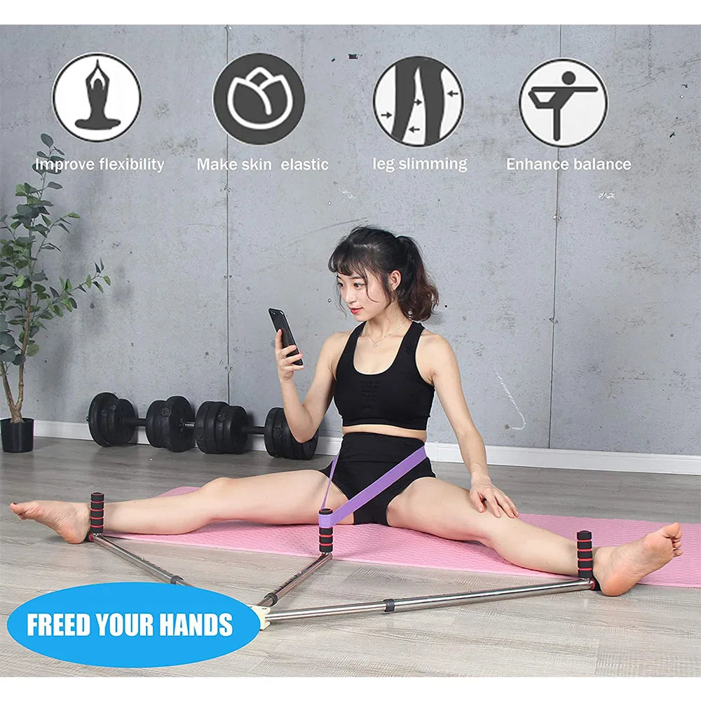 3 Bar Adjustable Leg Stretcher – Stainless Steel Split Stretching Machine with 9 Hole Adjustment