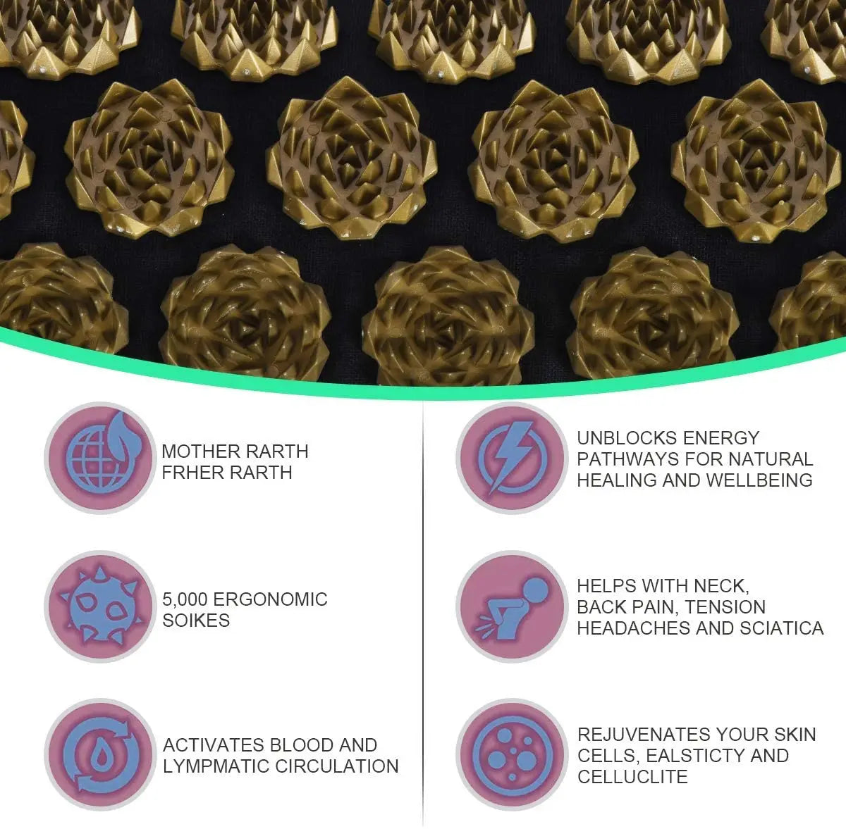 Lotus Spike Acupressure Massage Mat – Neck, Back & Foot Relaxation Mat