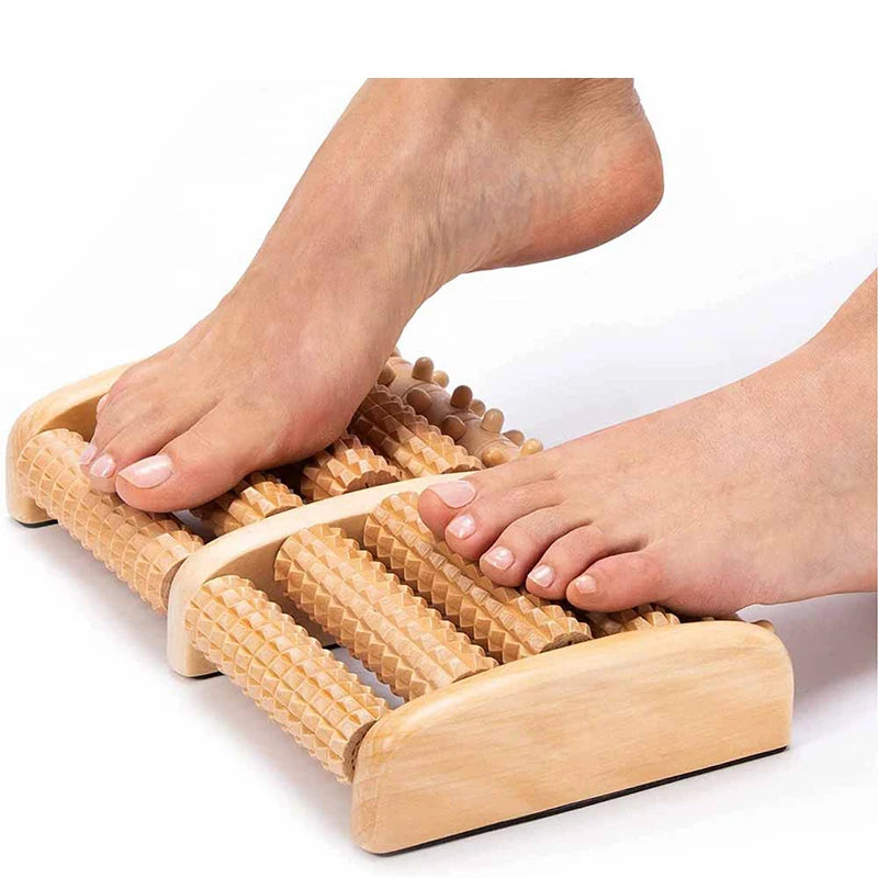 Colorful Wooden Foot Massager Roller – Manual Reflexology Massage Tool