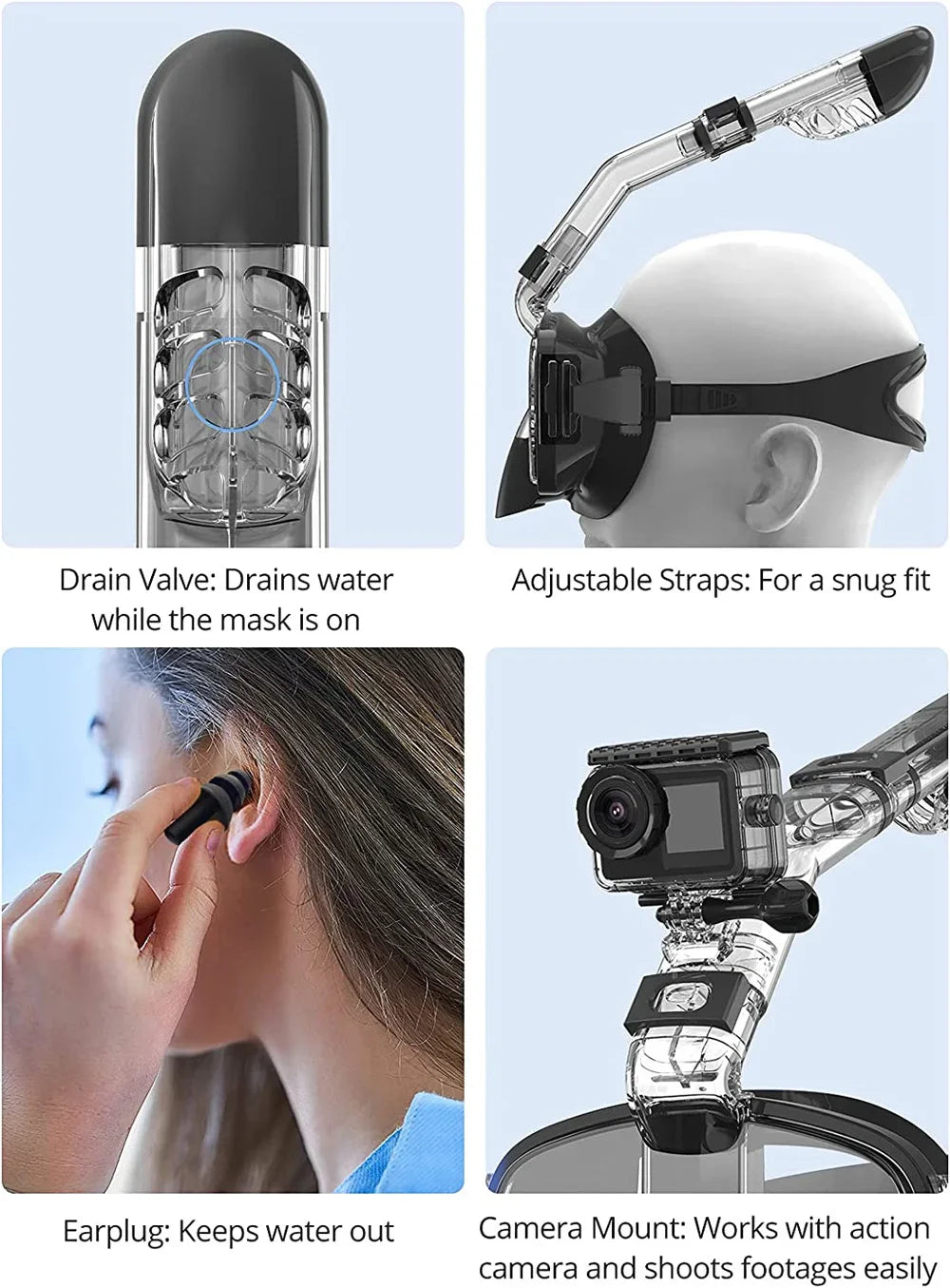 Half Face Snorkeling Mask Set - Anti-Fog Scuba Diving Swimming Mask for Adults