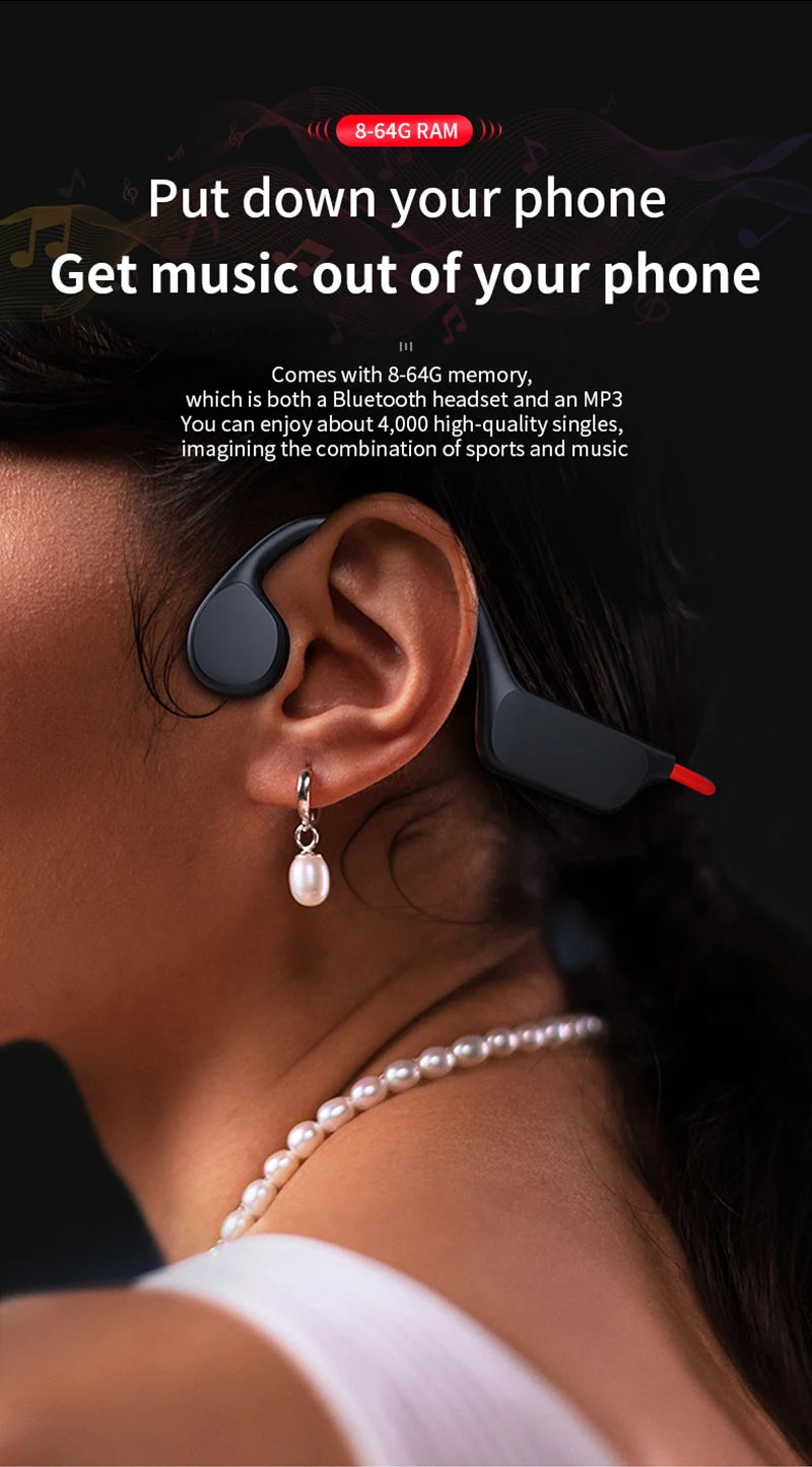 Bone Conduction Wireless Headset – IPX8 Waterproof Bluetooth 5.3 Swimming Headphones with 32GB Storage