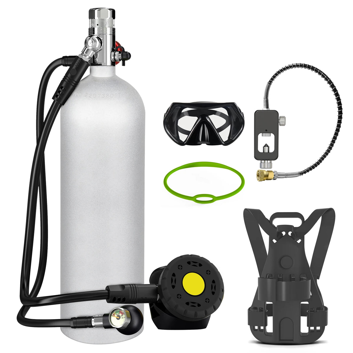 Portable 4L High-Pressure Aluminum Oxygen Tank with Backpack – Mini Scuba Cylinder for Diving & Swimming