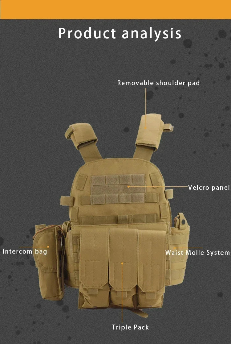 Tactical Molle Vest with Adjustable Straps – Outdoor Training & Utility Gear