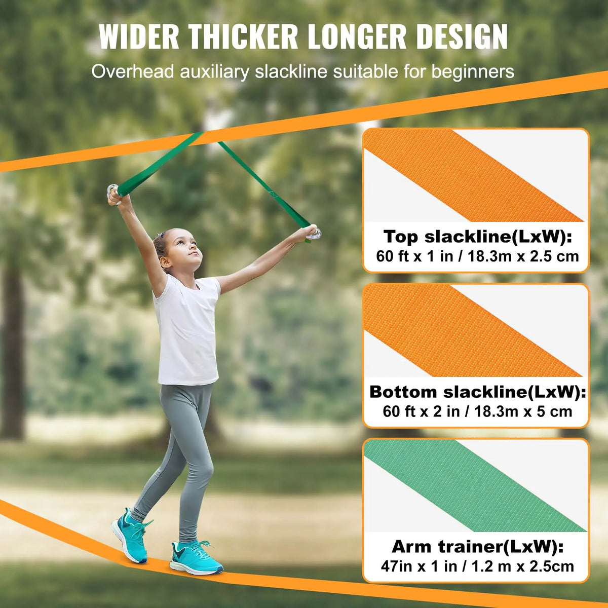 Slackline Kit with Training Line Backyard Balance Training Set for Kids & Adults