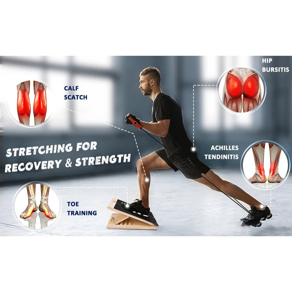 Foldable Wooden Slant Stretch Board for Calf & Ankle Mobility Training