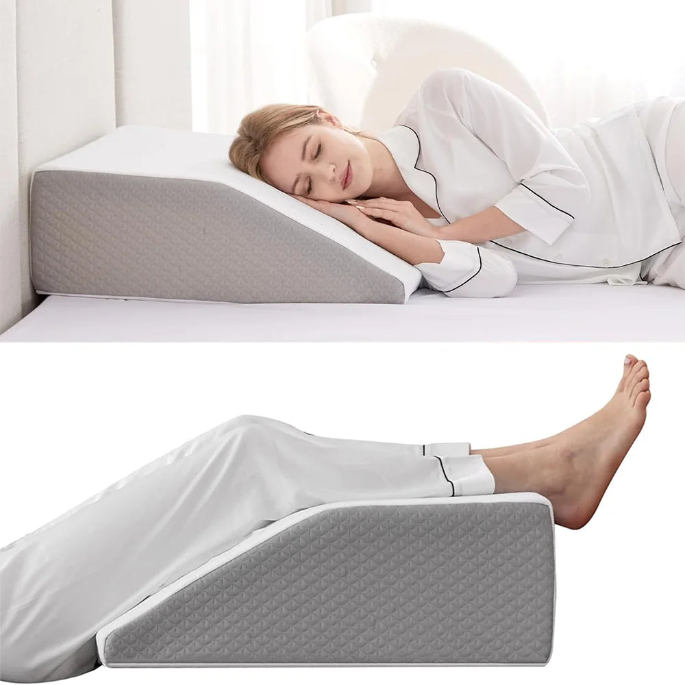 Memory Foam Leg Elevation Wedge Pillow for Sleeping & Recovery