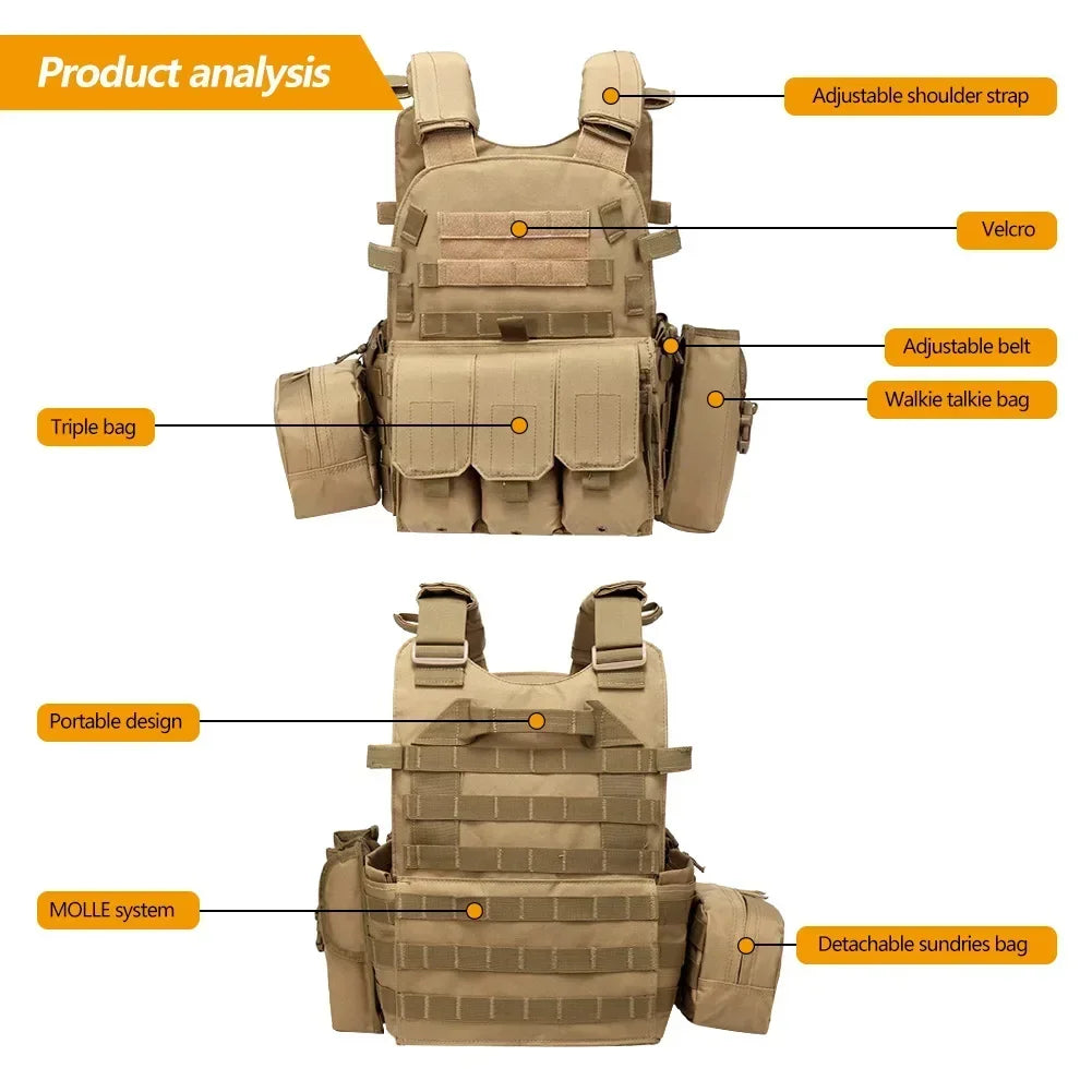 Tactical Molle Vest with Adjustable Straps – Outdoor Training & Utility Gear