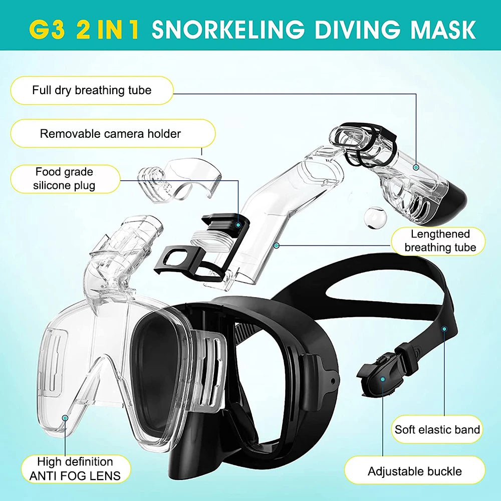 Half Face Snorkeling Mask Set Anti-Fog Scuba Diving Swimming Mask for Adults
