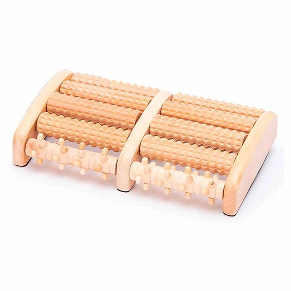 Wooden Foot Massager Roller – Manual Reflexology Stress Relief Massage Tool