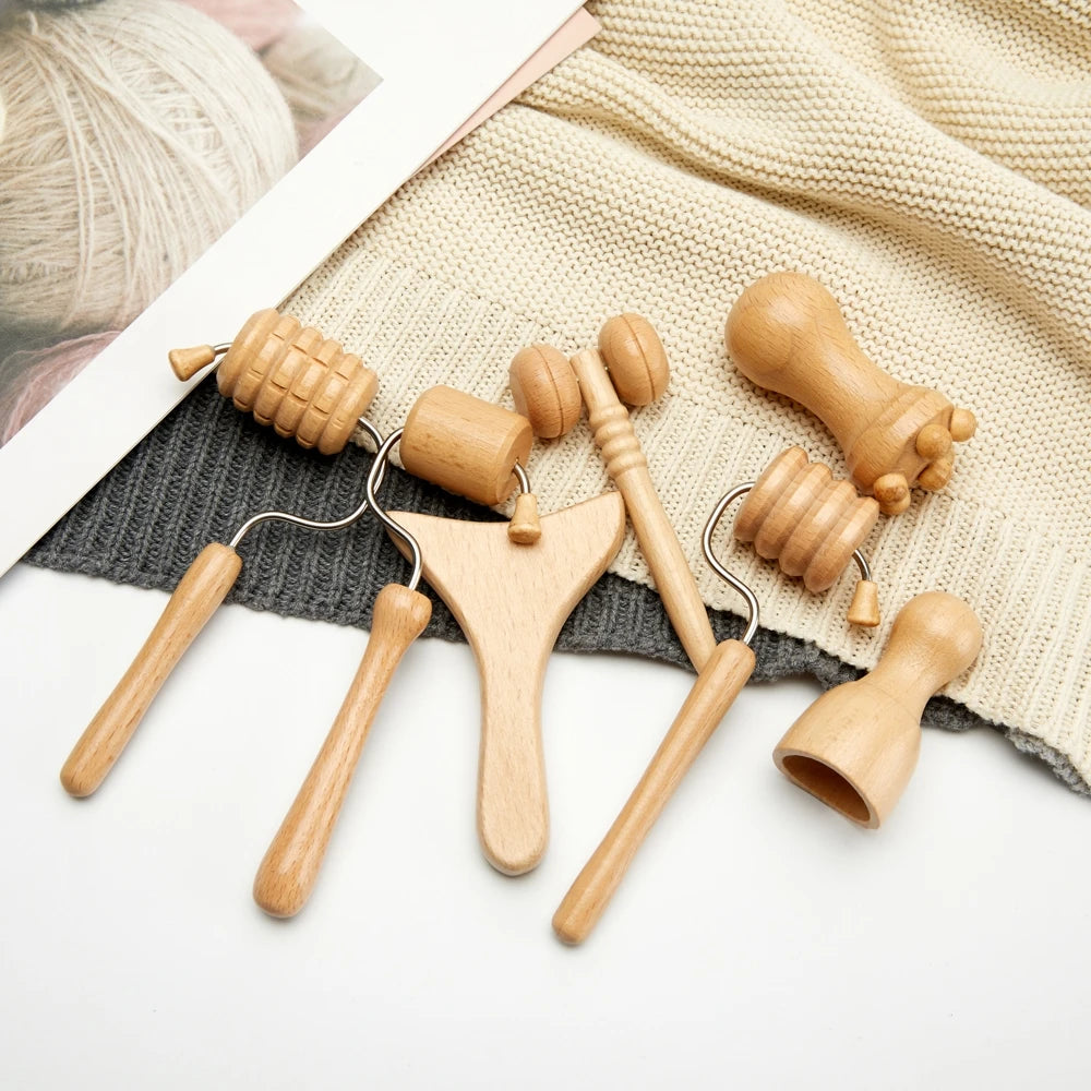 Wooden Facial Massage Roller – Manual Face & Skin Care Massage Tool